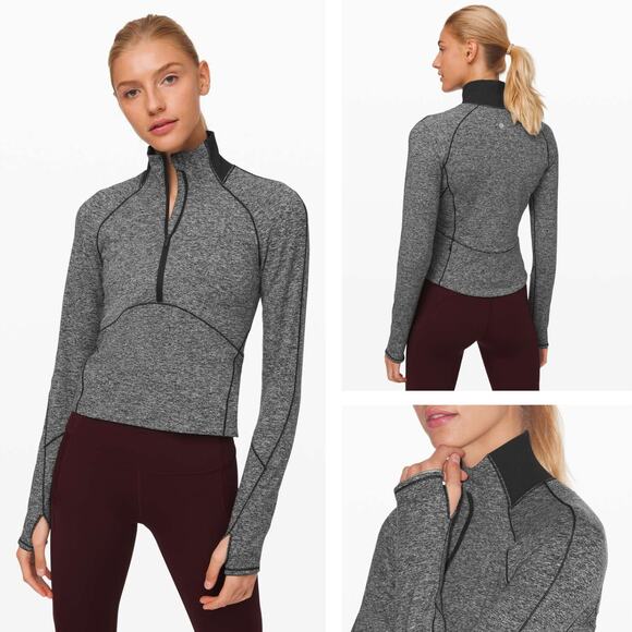 lululemon athletica Tops - LULULEMON Always Alert 1/2 Zip Size 6 Heathered Black